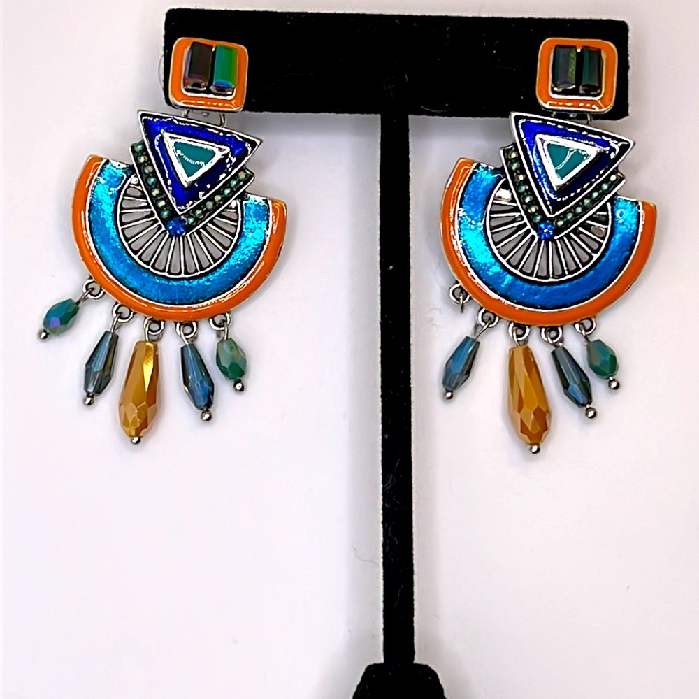 Geometric Drop Earrings - Picture 3 of 6